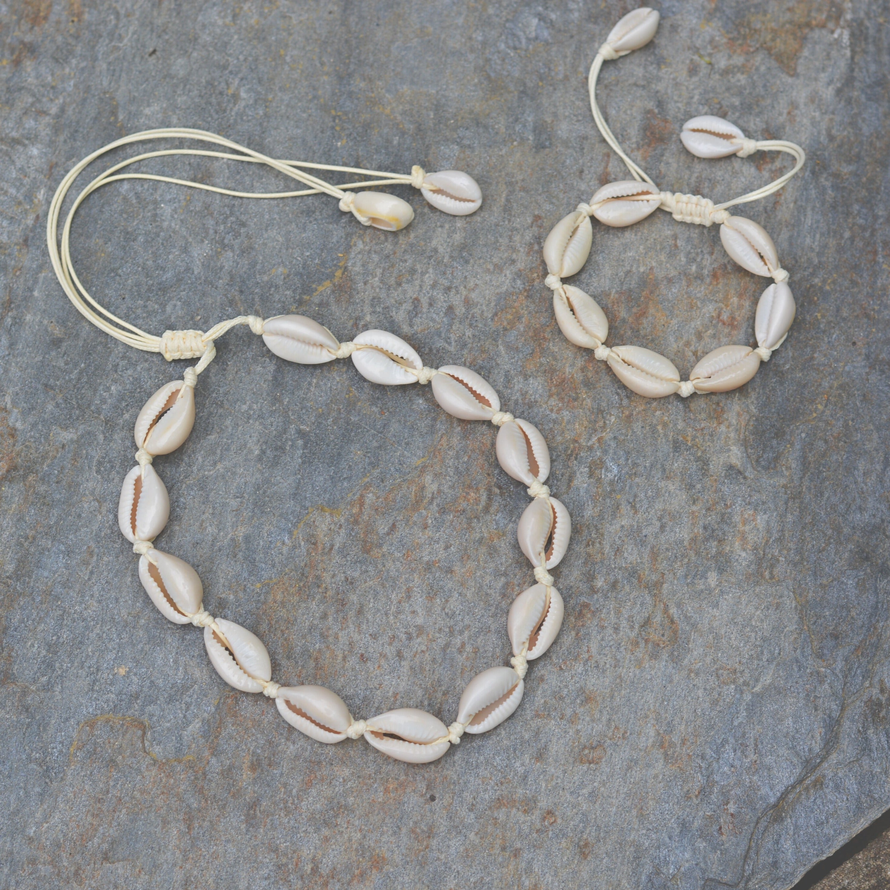 Bohemian Natural Shell Necklace & Bracelet Set
