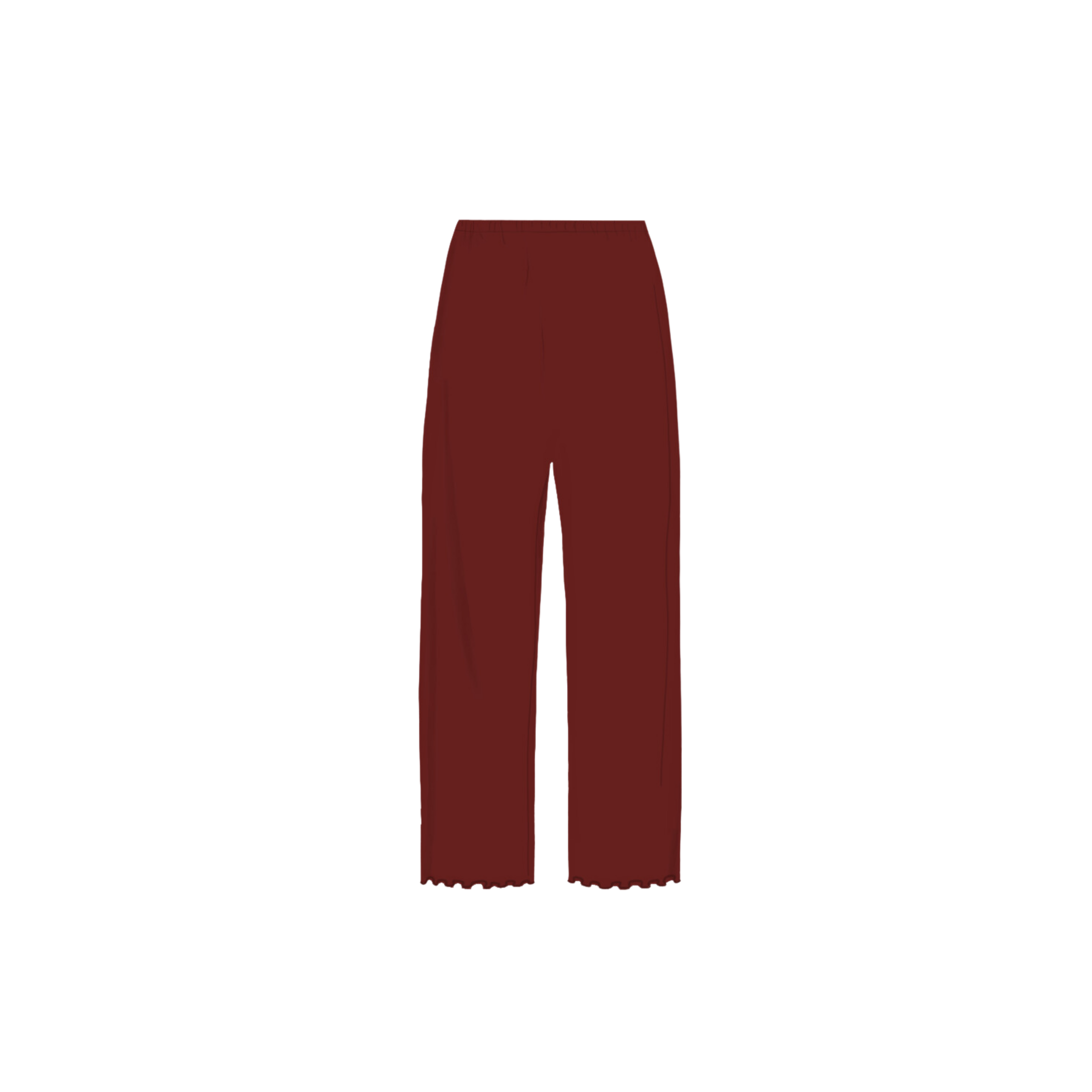 Ruffle Hem Pajama Bottom - Burgundy