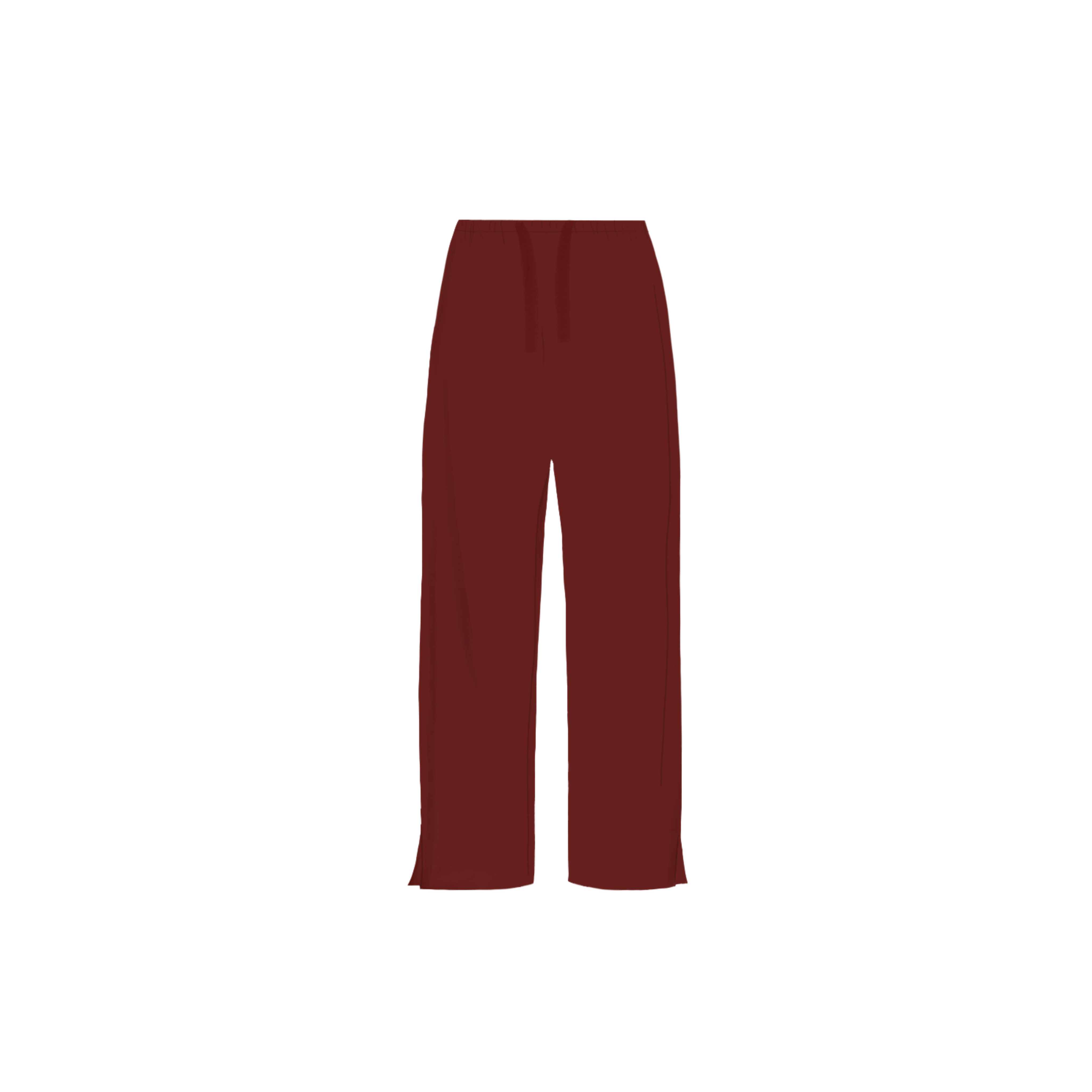 Split Hem Pajama Bottom - Burgundy